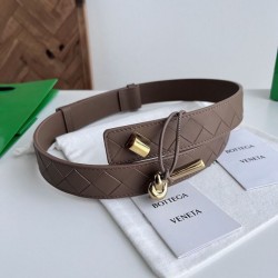1:1 Replica BV Andiano Intreccio Large Check Fabric Belt White Knockoff