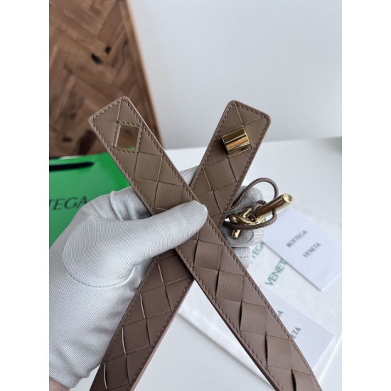 1:1 Replica BV Andiano Intreccio Large Check Fabric Belt White Knockoff