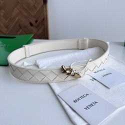1:1 Replica BV Andiano Intreccio Large Check Fabric Belt Coffee Knockoff