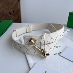 1:1 Replica BV Andiano Intreccio Large Check Fabric Belt Coffee Knockoff