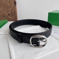 1:1 Replica Bottega Veneta Men's Intreccio Check Belt Black Knockoff