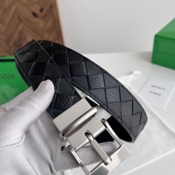 AAA Replica Bottega Veneta Men's Intreccio Reversible Check Belt Black Silver 1:1 Replica Bottega Veneta Men's Intreccio Reversible Check Belt Black Silver Knockoff