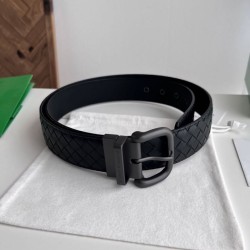 1:1 Replica Bottega Veneta Men's Intreccio Reversible Belt Black Knockoff