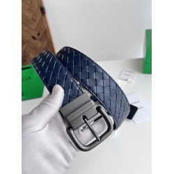 1:1 Replica Bottega Veneta Men's Intreccio Reversible Belt Blue Knockoff