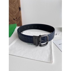 1:1 Replica Bottega Veneta Men's Intreccio Reversible Belt Blue Knockoff