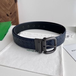 1:1 Replica Bottega Veneta Men's Intreccio Reversible Belt Blue Knockoff