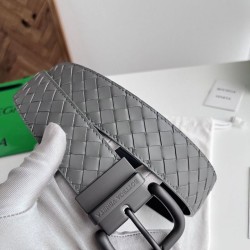 1:1 Replica Bottega Veneta Men's Intreccio Reversible Belt Gray Knockoff