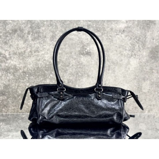 1:1 Replica Balenciaga Le City East-West Shoulder Bag Black Knockoff