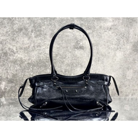 1:1 Replica Balenciaga Le City East-West Shoulder Bag Black Knockoff