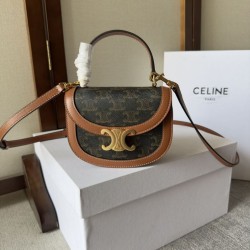 1:1 Replica Celine Mini Besace Clea Triomphe Canvas Bag Calfskin Knockoff