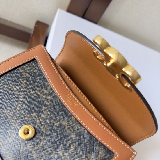 1:1 Replica Celine Mini Besace Clea Triomphe Canvas Bag Calfskin Knockoff