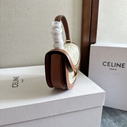 1:1 Replica Celine Mini Besace Clea Triomphe Canvas Bag Beige Calfskin Knockoff