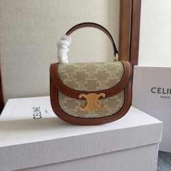 1:1 Replica Celine Mini Besace Clea Triomphe Canvas Bag Beige Calfskin Knockoff