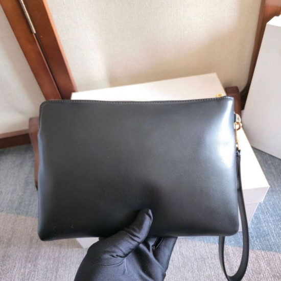 1:1 Replica Celine Small Clutch with Shoulder Strap Smooth Calfskin Black Knockoff