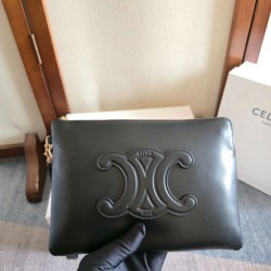 1:1 Replica Celine Small Clutch with Shoulder Strap Smooth Calfskin Black Knockoff