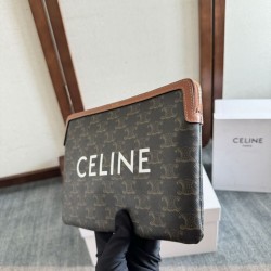 1:1 Replica Celine Small Clutch with Shoulder Strap Triomphe Canvas Knockoff