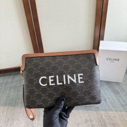 1:1 Replica Celine Small Clutch with Shoulder Strap Triomphe Canvas Knockoff