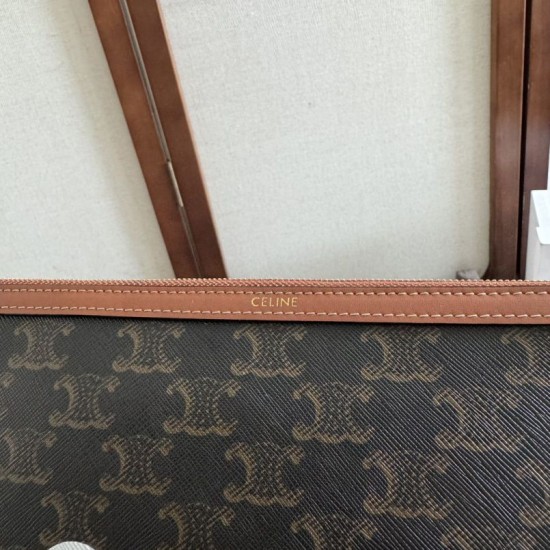 1:1 Replica Celine Small Clutch with Shoulder Strap Triomphe Canvas Knockoff