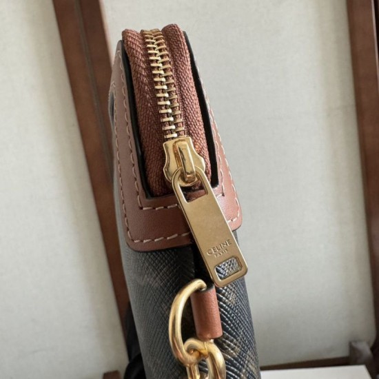 1:1 Replica Celine Small Clutch with Shoulder Strap Triomphe Canvas Knockoff