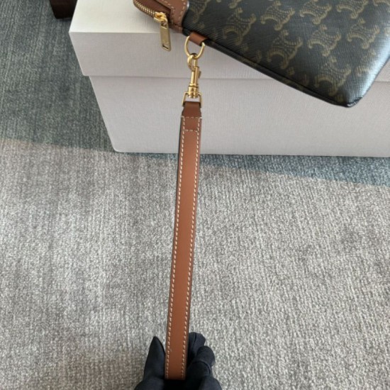 1:1 Replica Celine Small Clutch with Shoulder Strap Triomphe Canvas Knockoff