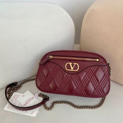 1:1 Replica Valentino Garavani Quiltie 67 Chain Handbag Red Lambskin Knockoff