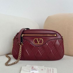 1:1 Replica Valentino Garavani Quiltie 67 Chain Handbag Red Lambskin Knockoff