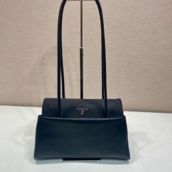 1:1 Replica Prada Passage Medium Bag with Re-Nylon Flap 1BA495 Black Knockoff