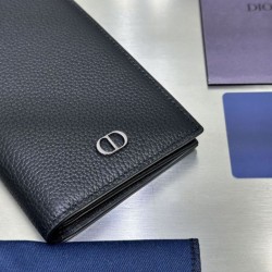 AAA Replica Dior CD Icon Vertical Wallet Black Grained Calfskin 1:1 Replica Dior CD Icon Vertical Wallet Black Grained Calfskin Knockoff