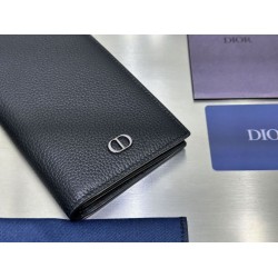 1:1 Replica Dior CD Icon Vertical Wallet Black Grained Calfskin Knockoff