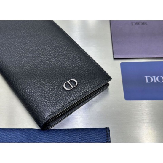 1:1 Replica Dior CD Icon Vertical Wallet Black Grained Calfskin Knockoff