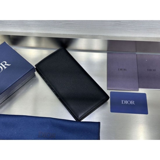 1:1 Replica Dior CD Icon Vertical Wallet Black Grained Calfskin Knockoff