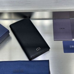 1:1 Replica Dior CD Icon Vertical Wallet Black Grained Calfskin Knockoff