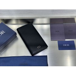 1:1 Replica Dior CD Icon Vertical Wallet Black Grained Calfskin Knockoff
