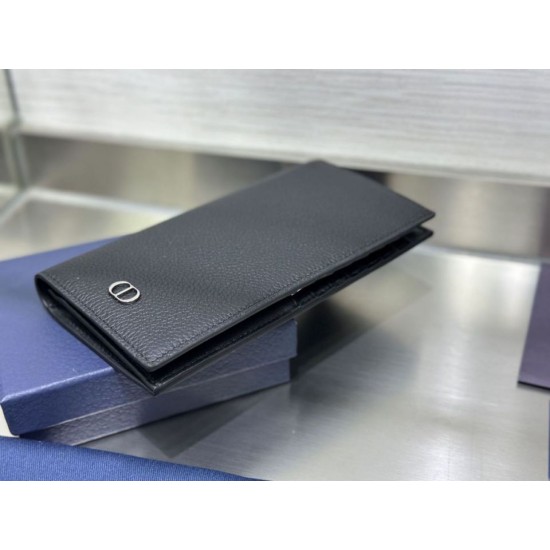 1:1 Replica Dior CD Icon Vertical Wallet Black Grained Calfskin Knockoff