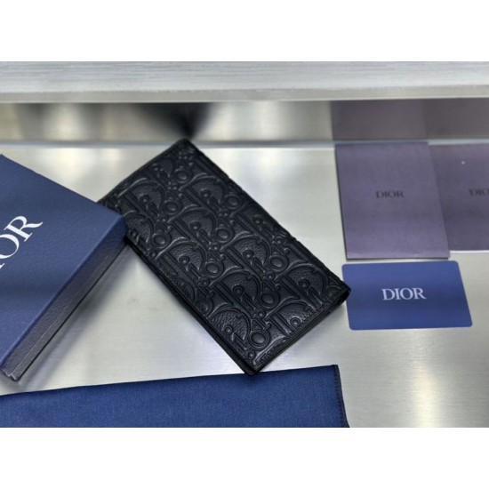 1:1 Replica Dior Oblique Galaxy Vertical Bifold Wallet Black Knockoff