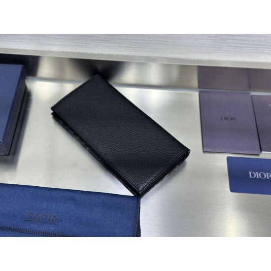 1:1 Replica Dior Saddle Oblique Jacquard Long Vertical Wallet Black Knockoff