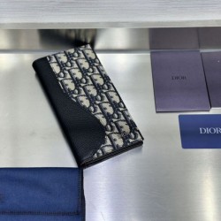1:1 Replica Dior Saddle Oblique Jacquard Long Vertical Wallet Black Knockoff