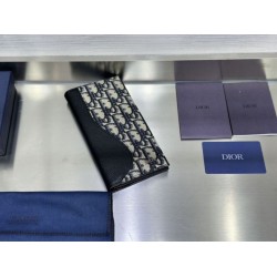 1:1 Replica Dior Saddle Oblique Jacquard Long Vertical Wallet Black Knockoff