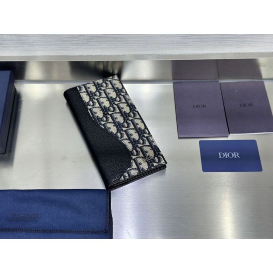 1:1 Replica Dior Saddle Oblique Jacquard Long Vertical Wallet Black Knockoff