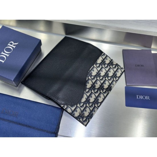 1:1 Replica Dior Saddle Oblique Jacquard Long Vertical Wallet Black Knockoff
