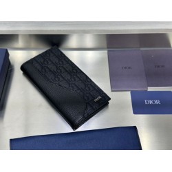 1:1 Replica Dior Saddle Oblique Jacquard Long Men's Vertical Wallet Black Knockoff