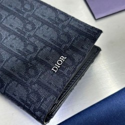 1:1 Replica Dior Oblique Jacquard Long Bifold Wallet Black Knockoff