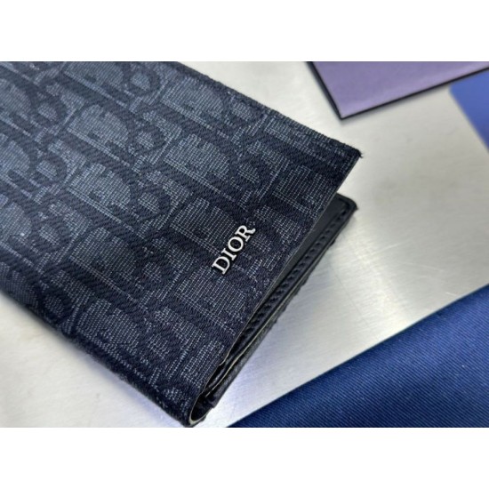 1:1 Replica Dior Oblique Jacquard Long Bifold Wallet Black Knockoff