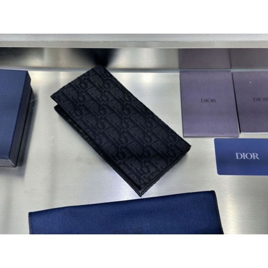 1:1 Replica Dior Oblique Jacquard Long Bifold Wallet Black Knockoff