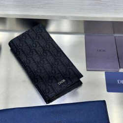 1:1 Replica Dior Oblique Jacquard Long Bifold Wallet Black Knockoff