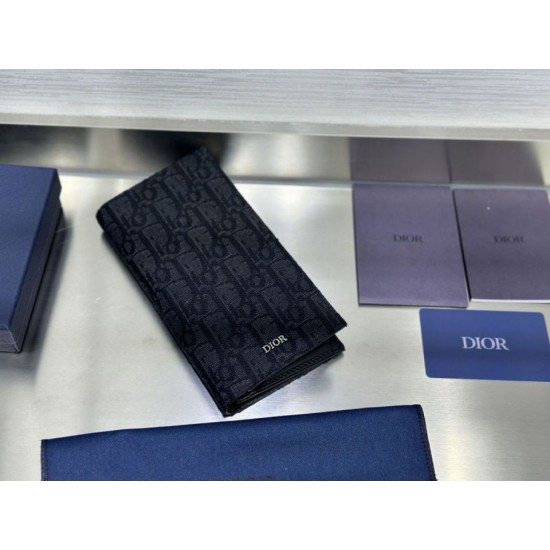 1:1 Replica Dior Oblique Jacquard Long Bifold Wallet Black Knockoff