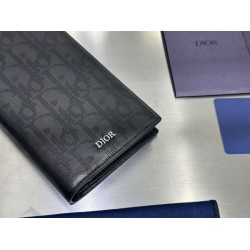 1:1 Replica Dior Oblique Galaxy Long Bifold Wallet Black Knockoff