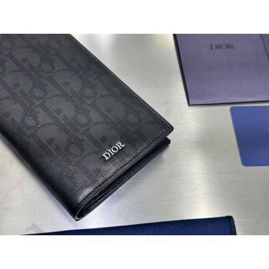 1:1 Replica Dior Oblique Galaxy Long Bifold Wallet Black Knockoff