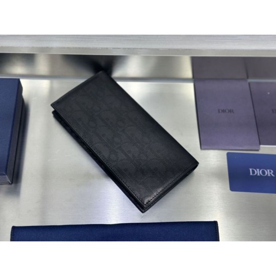1:1 Replica Dior Oblique Galaxy Long Bifold Wallet Black Knockoff