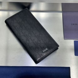 1:1 Replica Dior Oblique Galaxy Long Bifold Wallet Black Knockoff